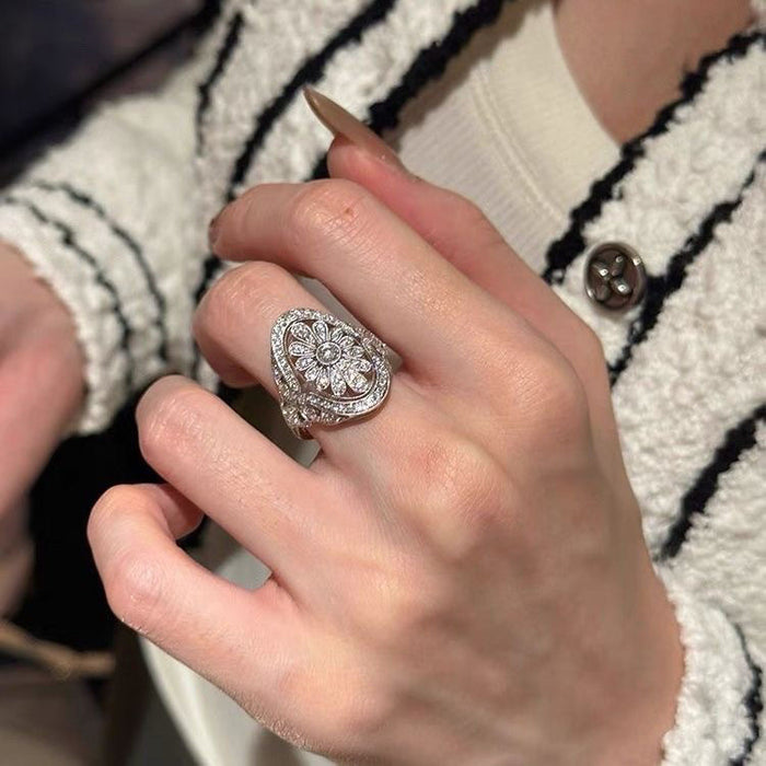 Wholesale Zircon Flower Open Ring