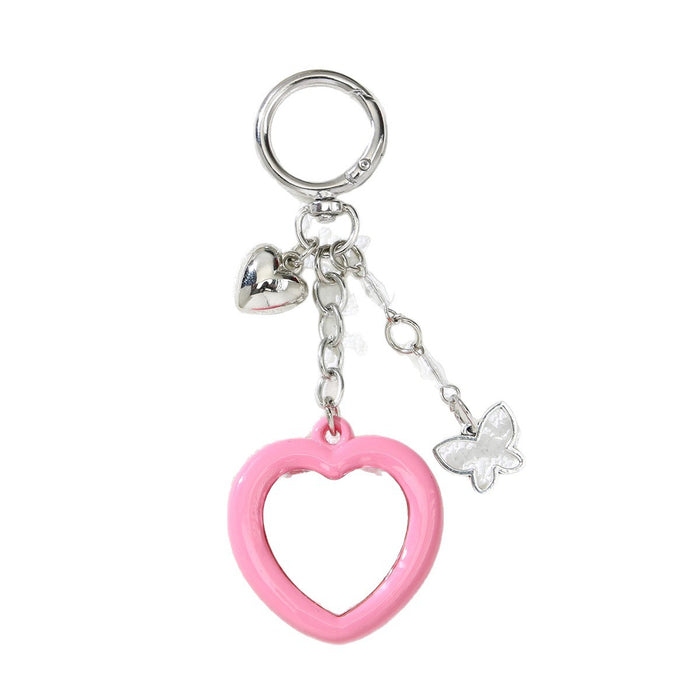 Wholesale Acrylic Butterfly Heart Car Keychain Bag Charm Pink Sweet Style  Gift Accessory MOQ≥2