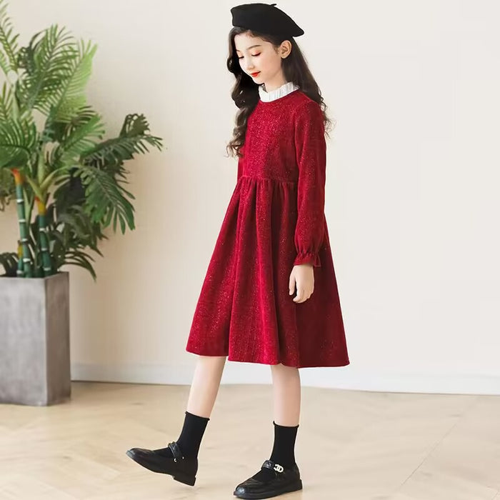Wholesale Children's Red Long Sleeve Dress JDC-BC-JunYa003
