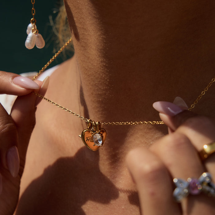 Wholesale Heart-shaped MOM letter zircon stainless steel necklace