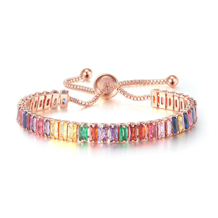 Wholesale Colored zircon bracelet, women's full diamond crystal tennis wholesale accessories
