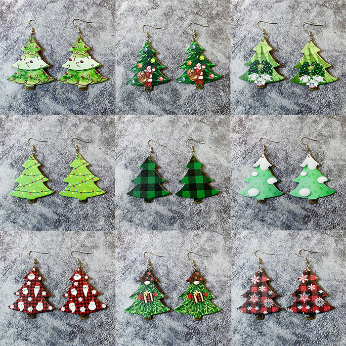 Wholesale Christmas earrings leather Christmas Tree Holiday earrings
