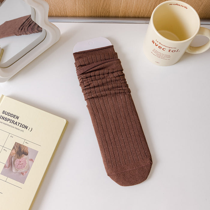 Wholesale Mid length socks with drawstring ballet style, solid color boneless cotton socks