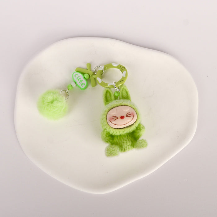 Wholesale Cute Sitting Flocking Keychain Bag Car Decoration Pendant Mobile Phone Chain Wholesale Small Gift