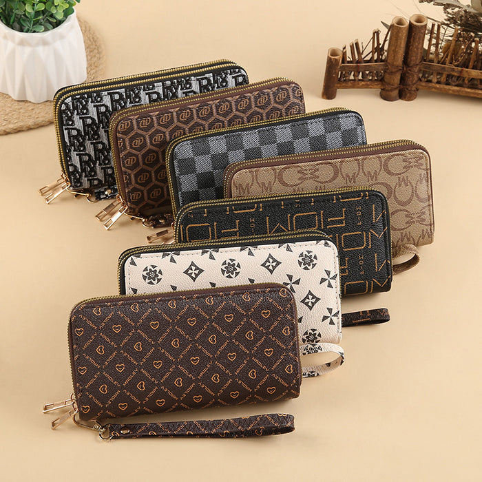 Wholesale PU Leather Clutch Wallet with Flower Pattern and Chain Decoration MOQ≥3