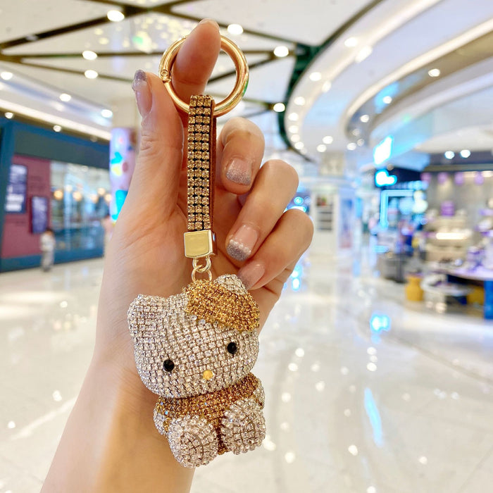 Wholesale diamond-encrusted cute doll car keychain fashion ladies bag pendant JDC-KC-ShuoT002
