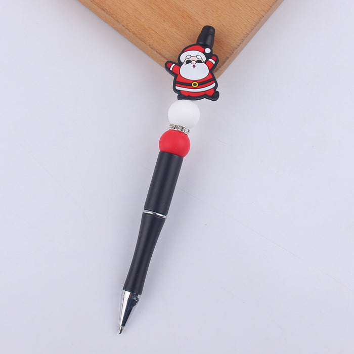 Wholesale Cartoon Christmas Santa Claus Silicone Plastic Bead Pen JDC-PN-GuangTian011