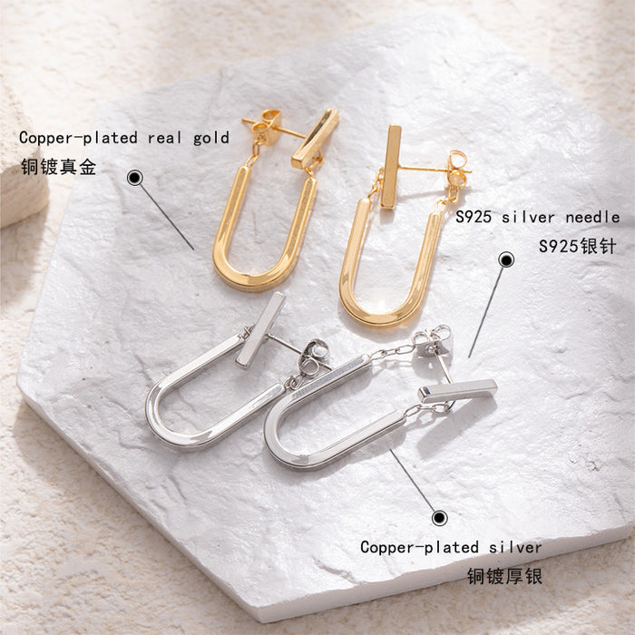 Wholesale Simple and versatile commuting earrings, daily versatile geometric design silver needle earrings