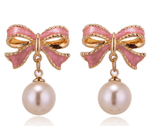 Wholesale Silver needle drip oil niche design, gentle temperament, earrings, versatile pearl earrings