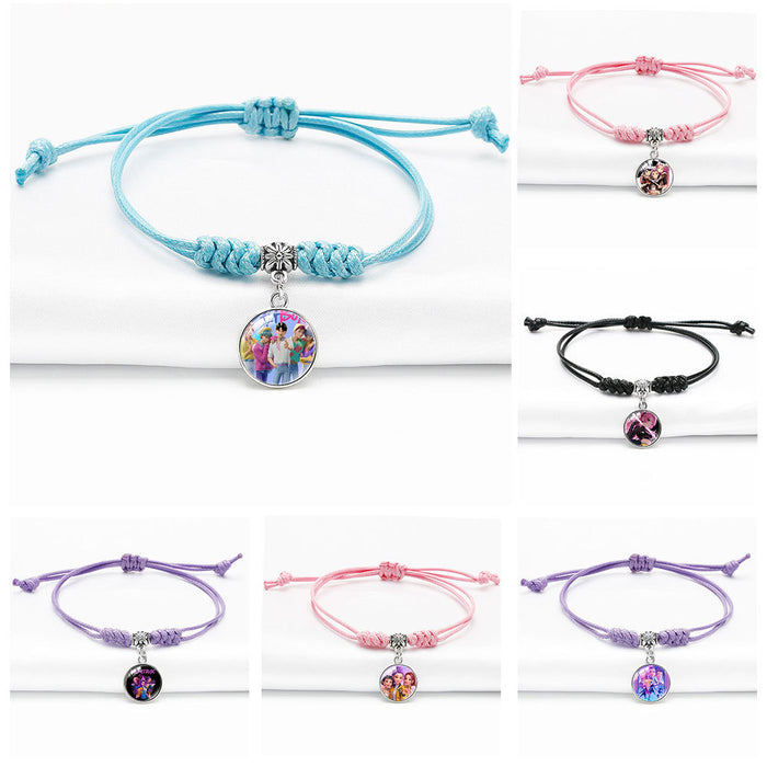 Wholesale KPOP Cartoon Pendant Multi-Color Adjustable Braided Bracelet