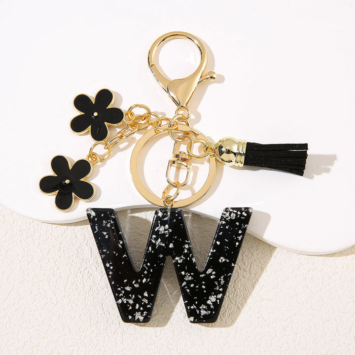 Wholesale Flower 26 English Letter Pendant Keychain Letter Keychain Women's Bag Accessories