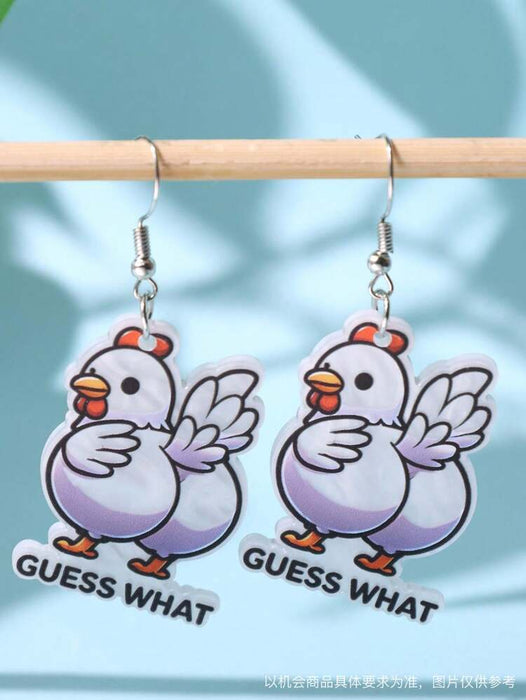 Wholesale Acrylic Chicken Shaped Pendant Earrings Fashion Accessory Casual Fun