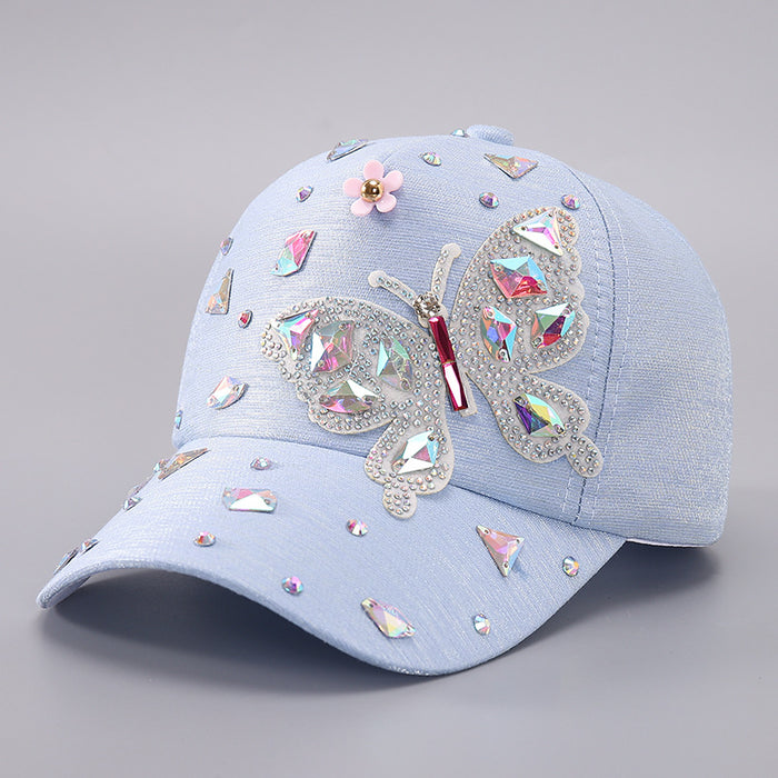 Wholesale Butterfly rhinestone baseball cap with glitter sunshade duckbill cap baseball cap