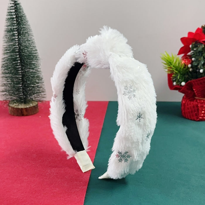 Wholesale Christmas plush headband with gold foil,  snowflake headband,  sweet plush hair,  autumn and winter headband,  holiday headband