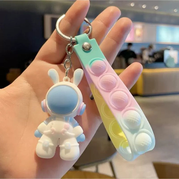 Wholesale PVC Space Rabbit Keychain 3D Doll Pendant Car Key Accessory Gift