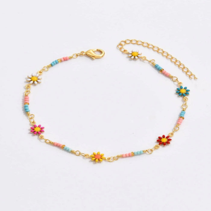 Wholesale new foot decoration fashion simple color chrysanthemum anklet flower