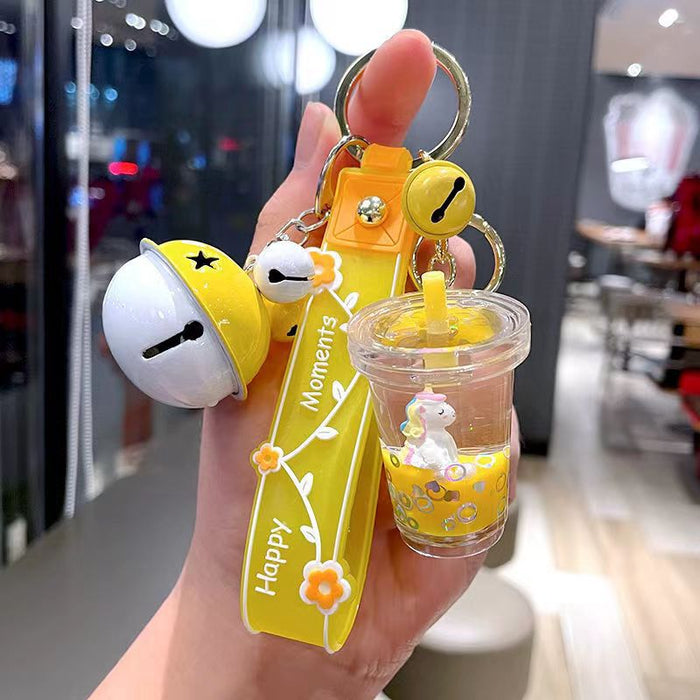 Wholesale Cute Milk Tea Cup Unicorn Quicksand Keychain JDC-KC-ZT012