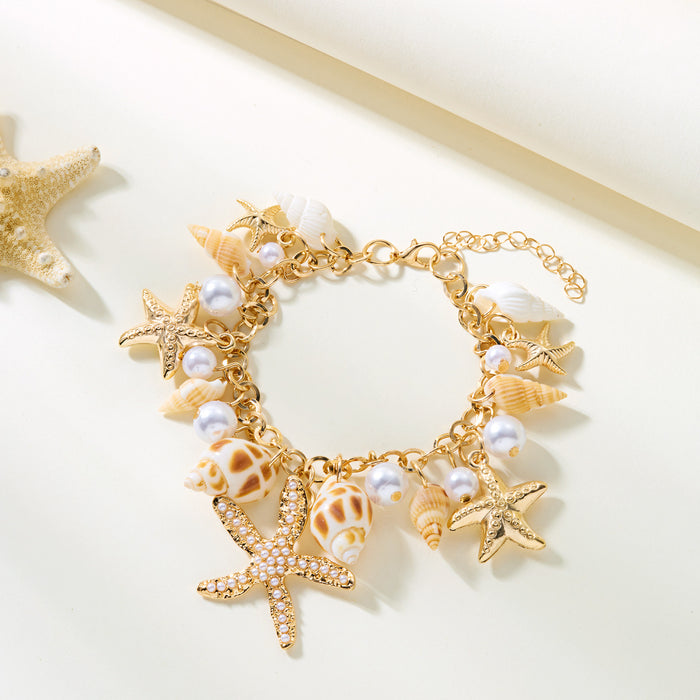 Wholesale Bohemian Sea Star Shell Beaded Bracelet Summer Beach Vacation Jewelry Accessory