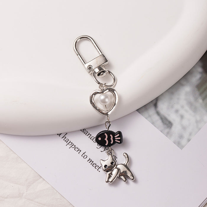 Wholesale Black Cat Fish Cute Pendant Phone Chain Simple Personality  Bag Pendant Keychain