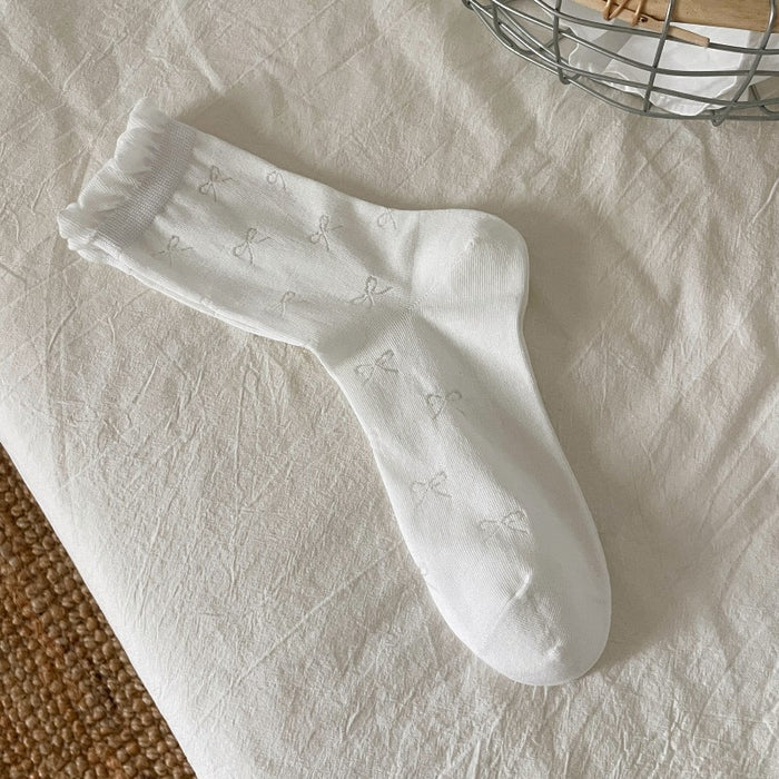 Wholesale Socks, children's thin bow, mid tube socks, versatile lace pile socks, cotton socks