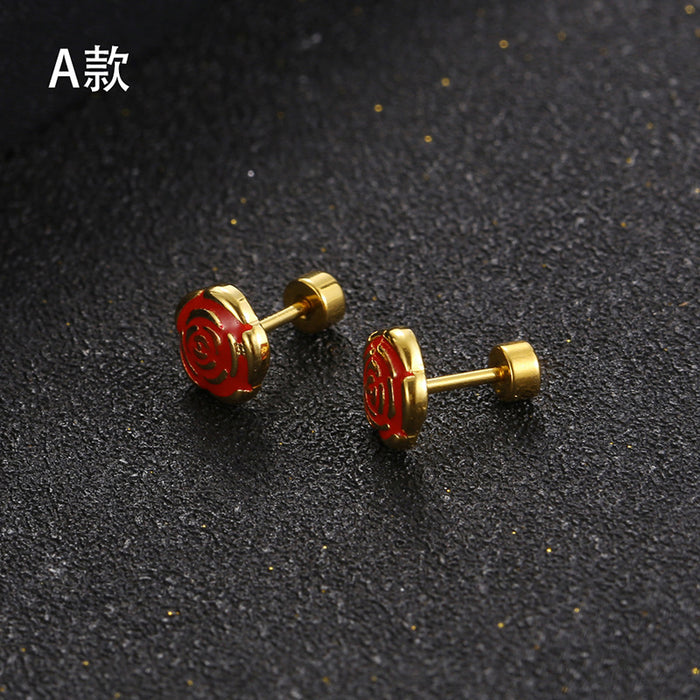 Wholesale Titanium Steel Gold-Plated Earrings,  Feminine and High-Sense Earrings,  New Trendy and Atmospheric Earrings