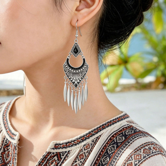 Wholesale Bohemian Tassel Earrings Vintage Ethnic Style Alloy Geometric Jewelry Accessory MOQ≥2