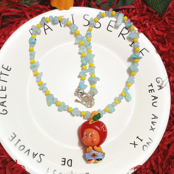 Wholesale Crystal beaded gift from the stars star bread cute short necklace for women