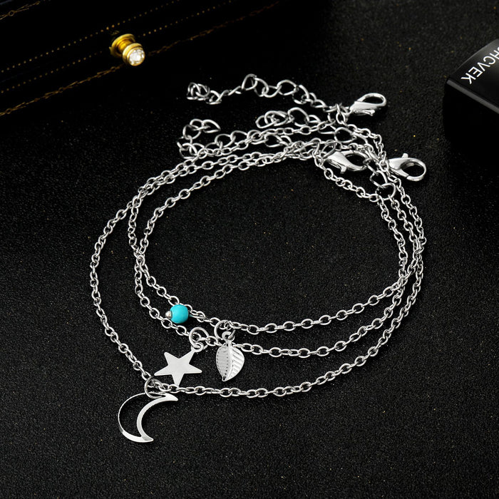 Wholesale Retro Starfish Turquoise Beach Anklets