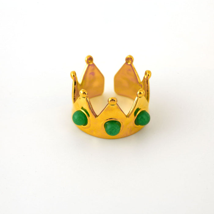 Wholesale Personalized New Product Crown Stainless Steel Ring with Natural Stone Premium Open End Ring Multi Color Wholesale