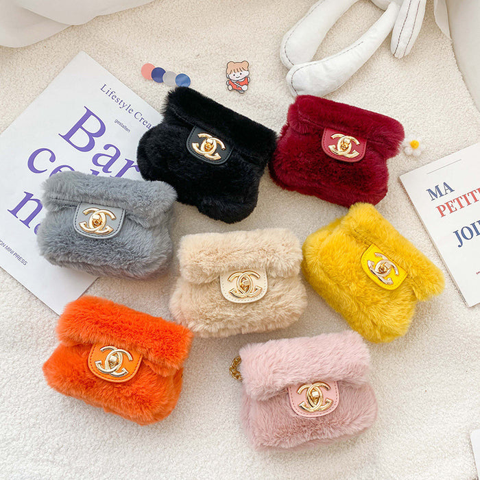 Wholesale Plush small square bag, stylish chain crossbody bag
