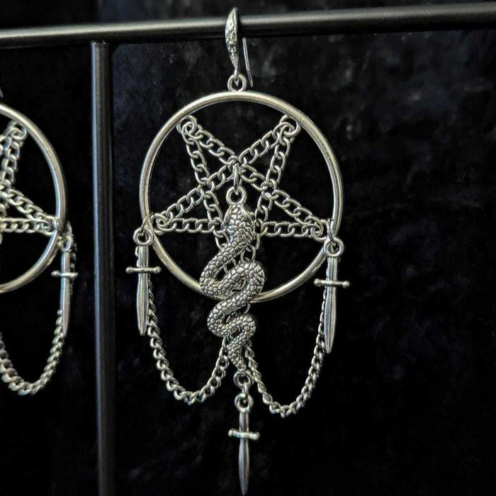 Wholesale Six-pointed star earrings witch  snake earrings sword accessories earrings Gothic retro accessories