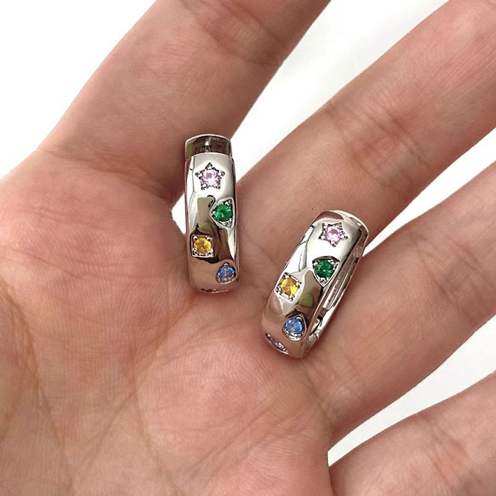 Wholesale Star Ear Buckle Earrings, Colorful Zircon Earrings, Rare New Product