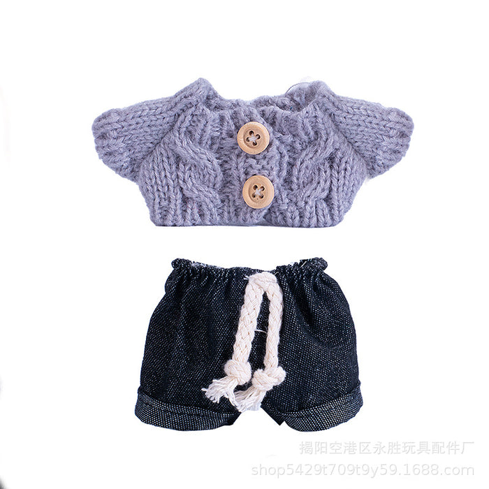 Wholesale Doll clothes Pendant Clothes Knitted Sweater with Jeans Replacement Shoe Keychain Vinyl Doll