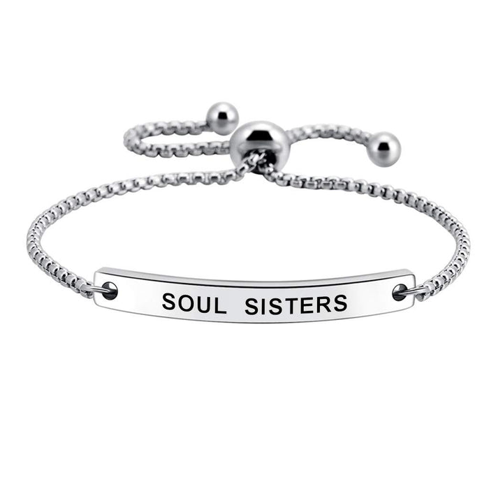Wholesale Stainless steel bracelet with holiday lettering adjustable gift chain bracelet