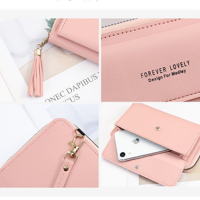 Wholesale PU Crossbody Bag with Tassel Light Pink Women' s Phone Bag Everyday Fashion Accessory MOQ≥3