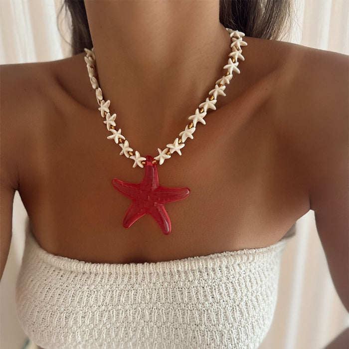 Wholesale Shell Starfish Beaded Necklace Fashion Jewelry for Women