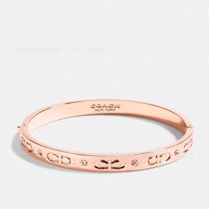 Wholesale New Double C Open Couple Bracelet with Female Letter Logo Engraved Bracelet and Male Gold Plated