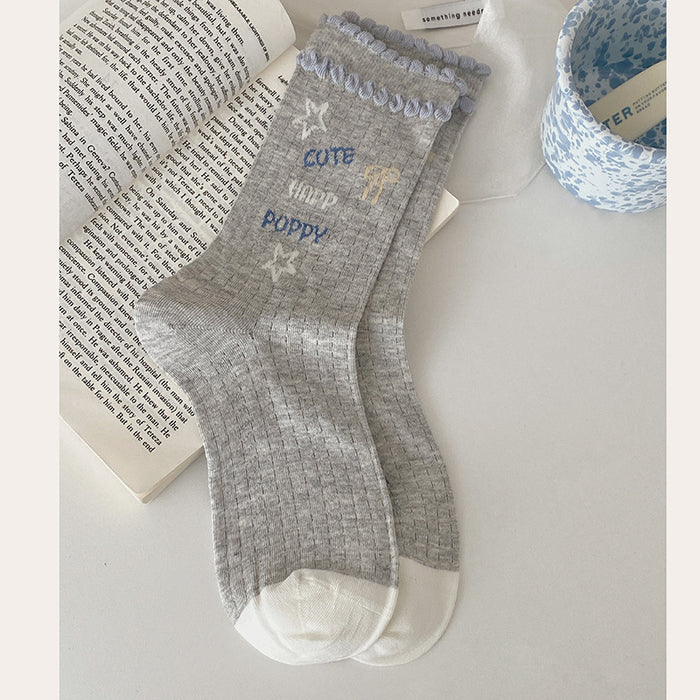 Wholesale Socks, mid tube socks, cotton socks, cartoon thin mesh, breathable