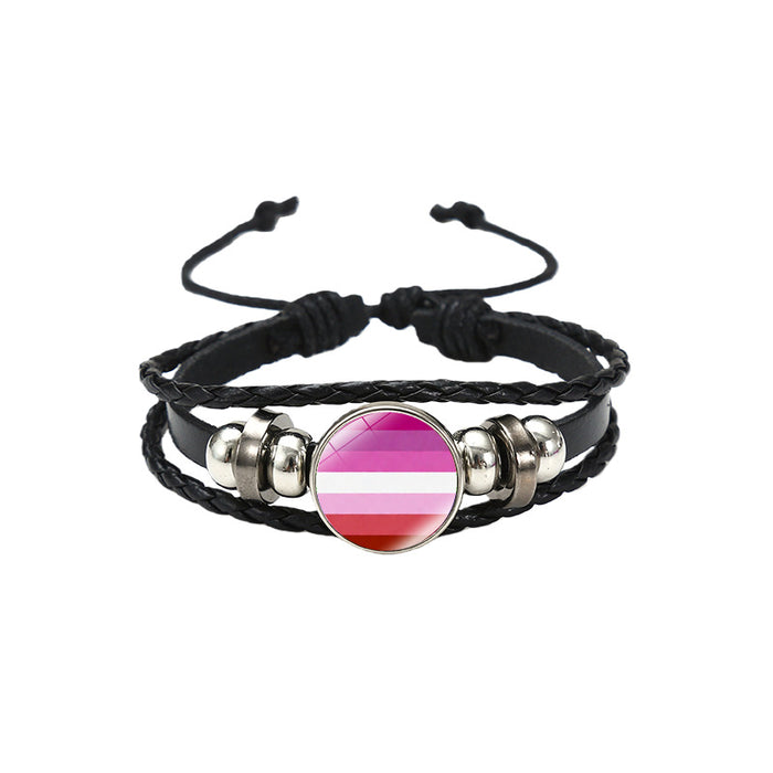 Wholesale Rainbow Flag &  Genderfluid Gemstone Hand-Woven Bracelet