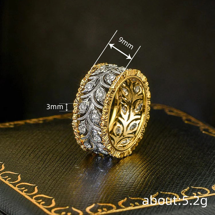 Wholesale Wheat Leaf Exquisite Jewelry Inlaid Zircon Elegant Ring