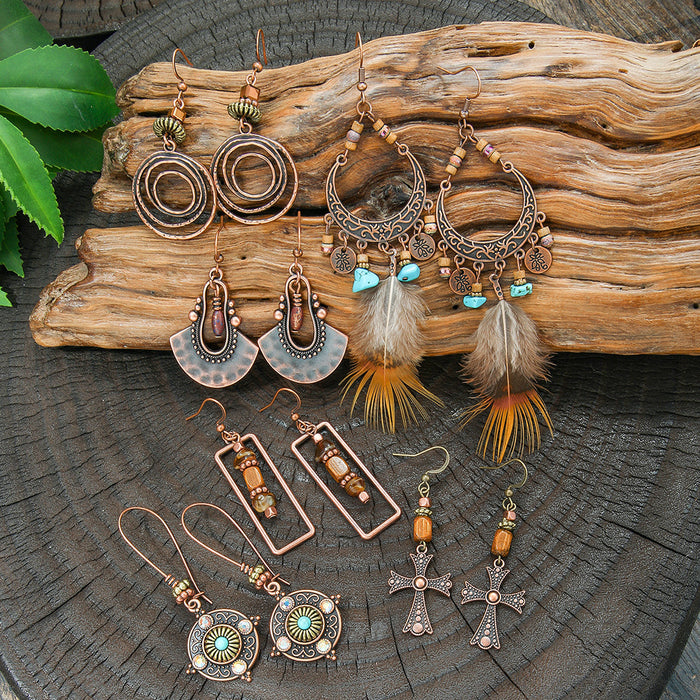 Wholesale 2pcs Vintage Bohemian Hand-made Tassel Earrings
