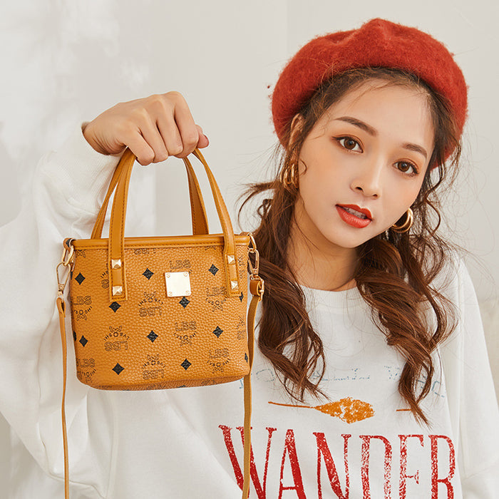 Wholesale Shoulder Bags Printed contrast cross-body bucket bag JDC-SD-OuFY004