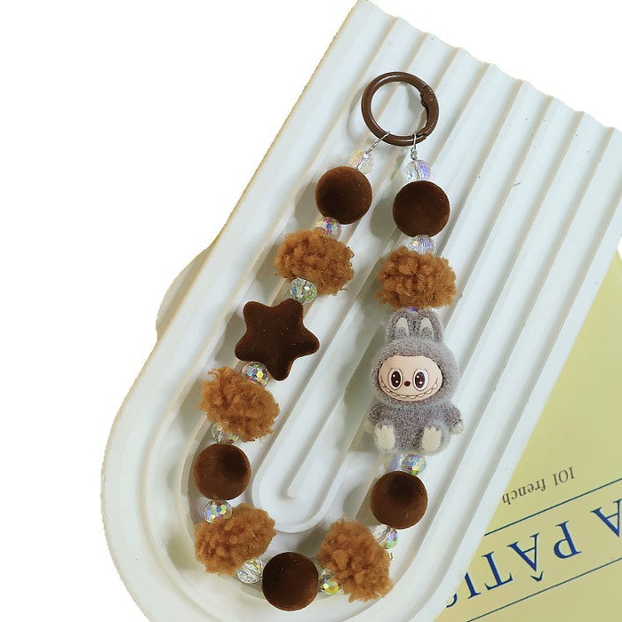 Wholesale Plush doll bag keychain pendant flocking doll cute grain mobile phone accessories for women