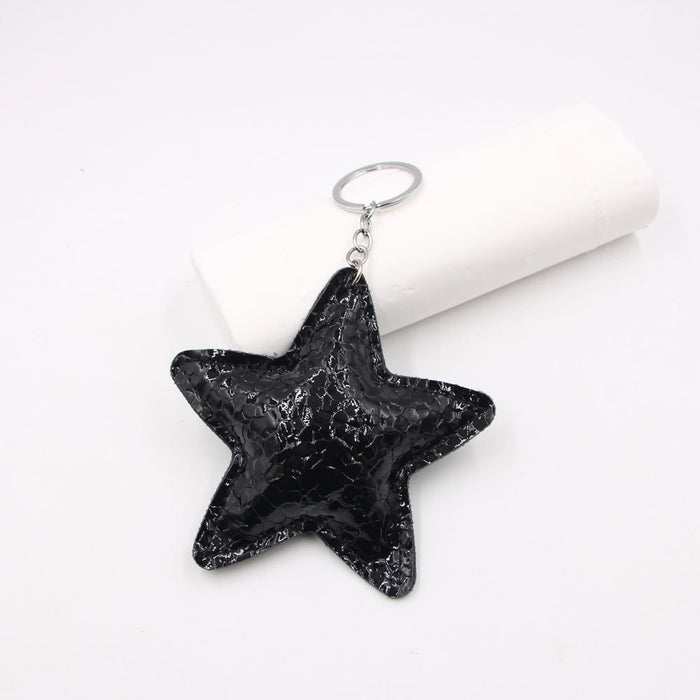 Wholesale Large Pleated Leather Five-Pointed Star Keychain Lanyard with Pendant Accessories