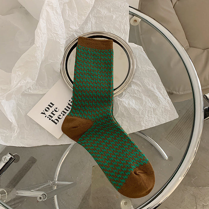 Wholesale Retro socks with a mid tube and versatile high waist, stacked socks made of cotton