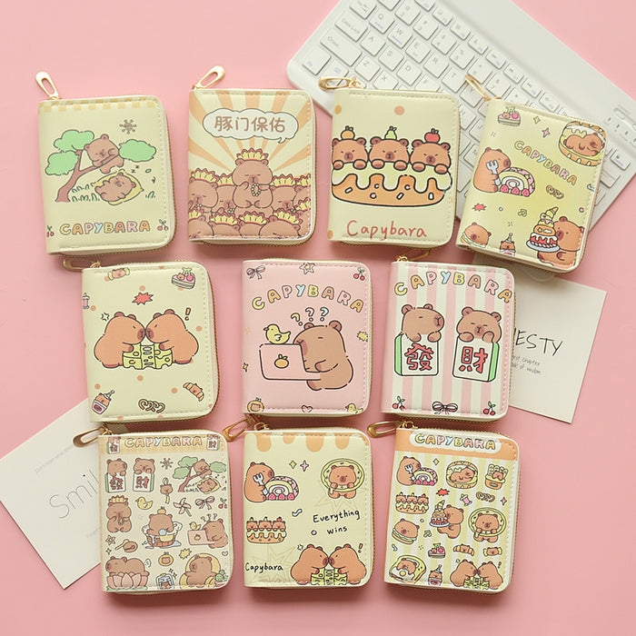 Wholesale PU Cute Cartoon Capybara Printed Kids' Wallet JDC-WT-Jumei009