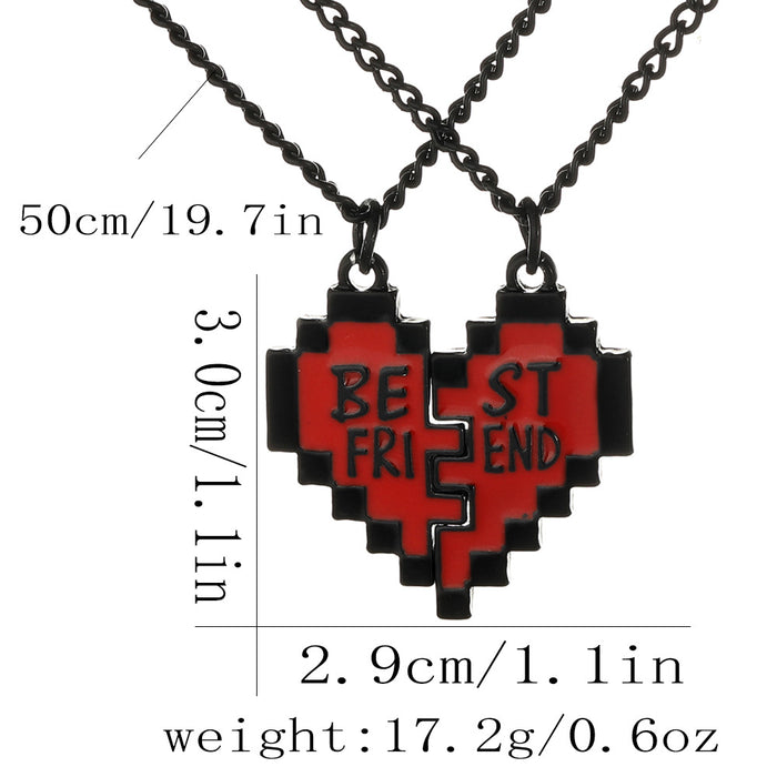 Wholesale Love cartoon necklace keychain, red peach heart clothing accessories, clothing decoration, couple trend