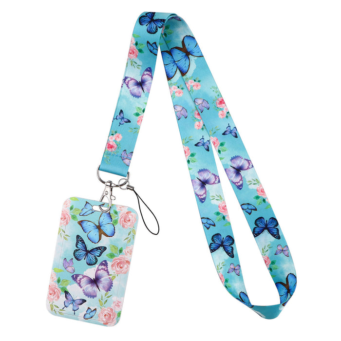 Wholesale Butterfly-shaped phone lanyard Keychain with a rigid card holder