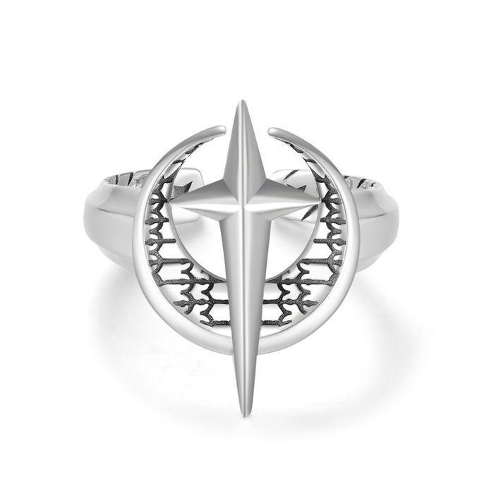 Wholesale Thai Silver Romantic Single Ring Star Moon Ring