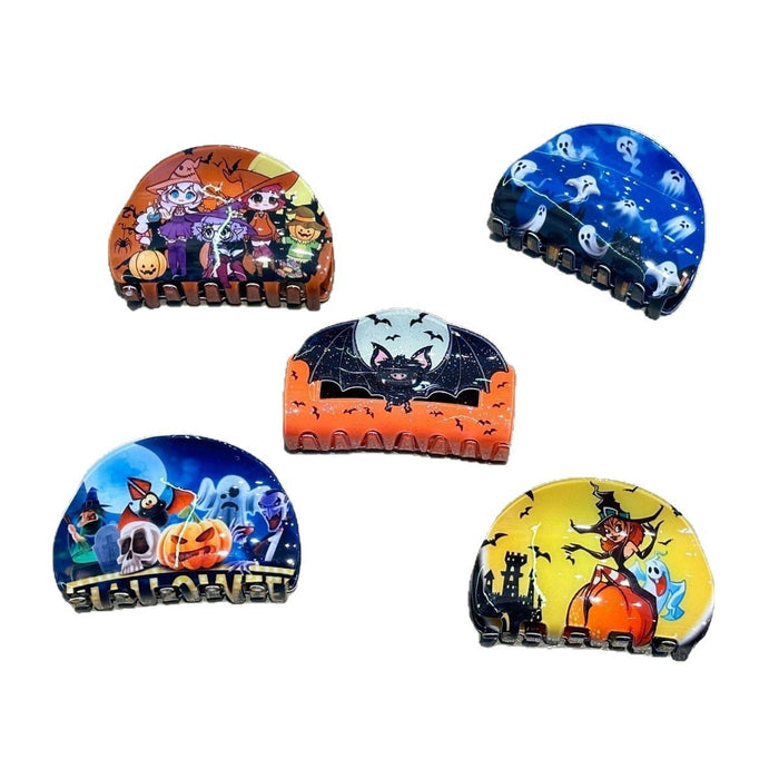 Wholesale Semicircular Shark Clip Witch Print Clip Anime Series Demon Ghost Ponytail Clip  Party Hair Accessories